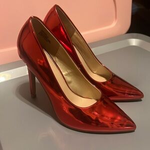 Metallic Red High Heels - Size 9